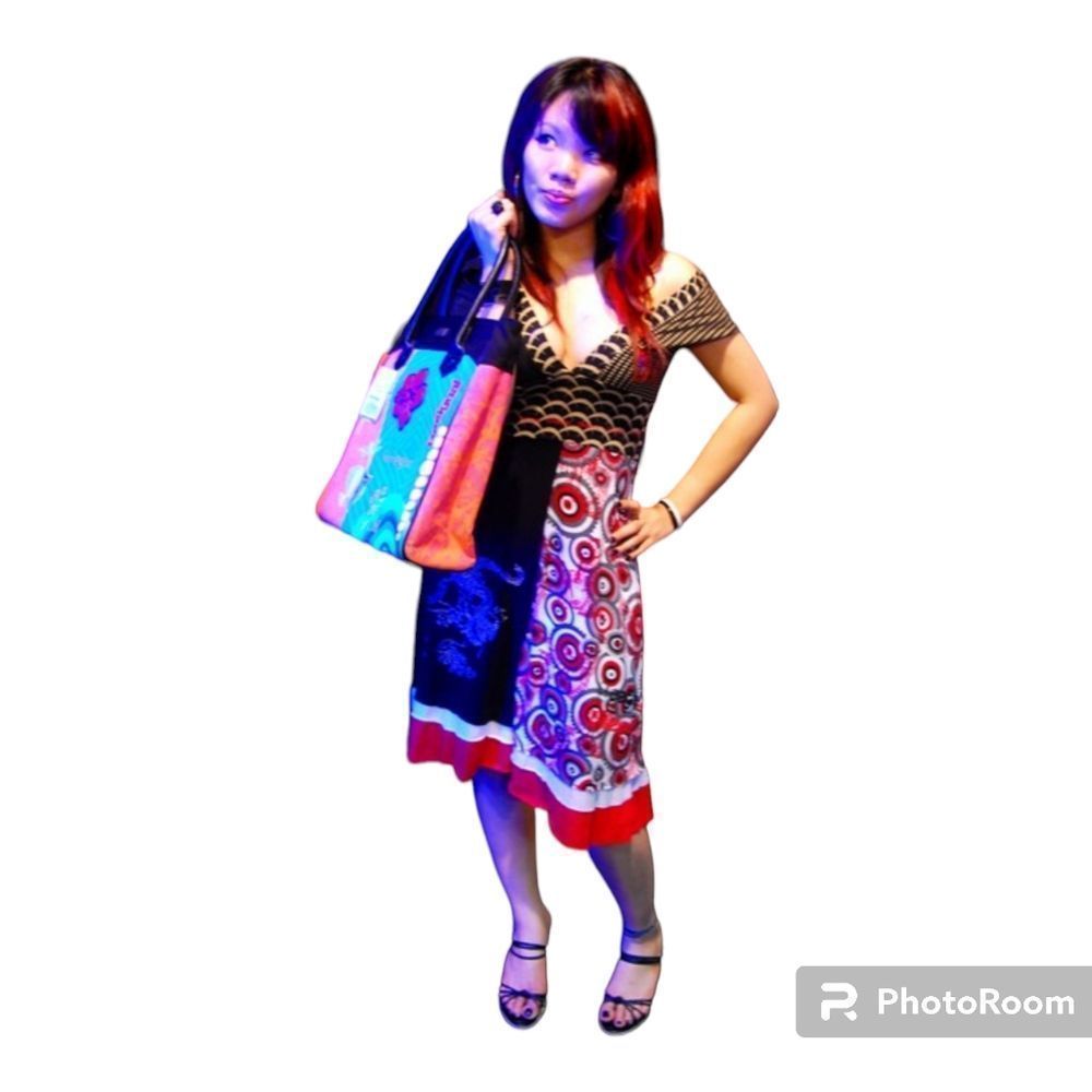 Desigual Asian Inspired Multi Pattern Mini Dress
